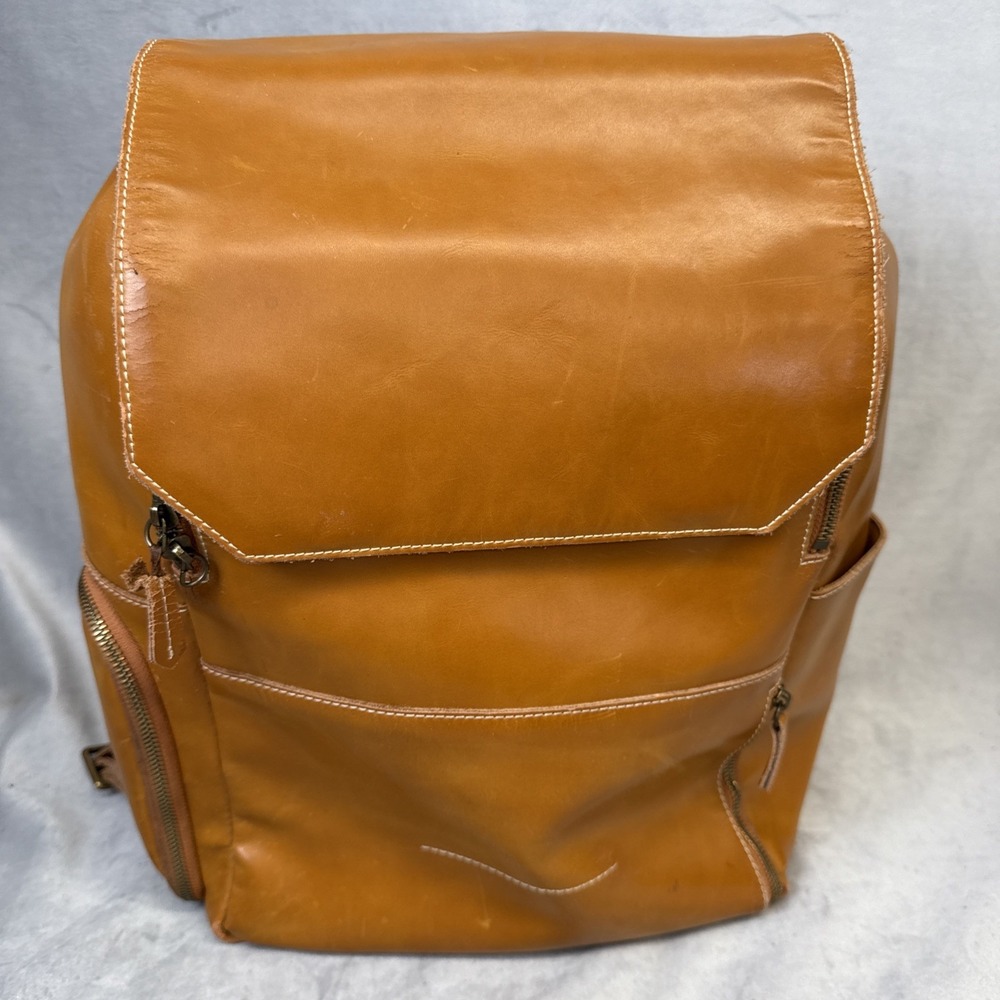 Atlas Supply Co Minimalist‎ Penny Backpack Camera Bag Tan Brown Vegan Leather
